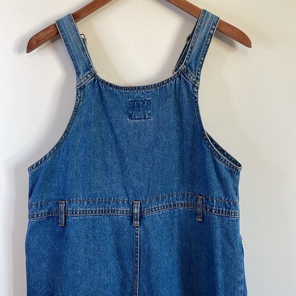 VTG Route66 Overall Dress Medium Blue 90s Jean Denim Maxi Bib Pockets Jumper - Picture 10 of 12